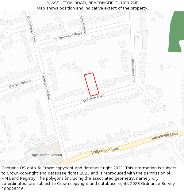 9, ASSHETON ROAD, BEACONSFIELD, HP9 2NP: Location map and indicative extent of plot