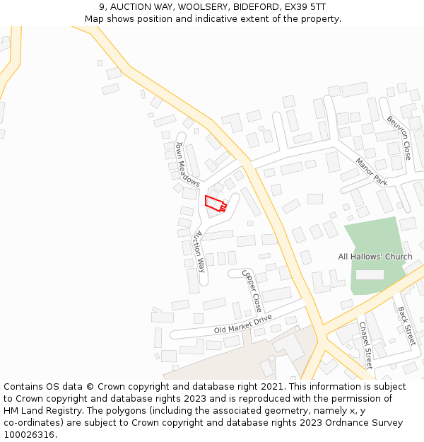 9, AUCTION WAY, WOOLSERY, BIDEFORD, EX39 5TT: Location map and indicative extent of plot