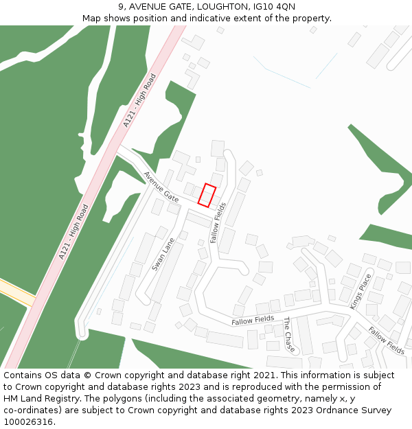 9, AVENUE GATE, LOUGHTON, IG10 4QN: Location map and indicative extent of plot