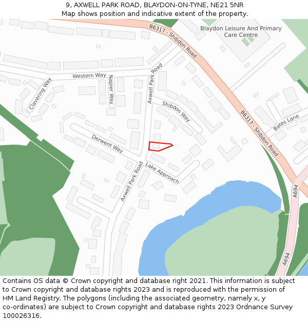 9, AXWELL PARK ROAD, BLAYDON-ON-TYNE, NE21 5NR: Location map and indicative extent of plot