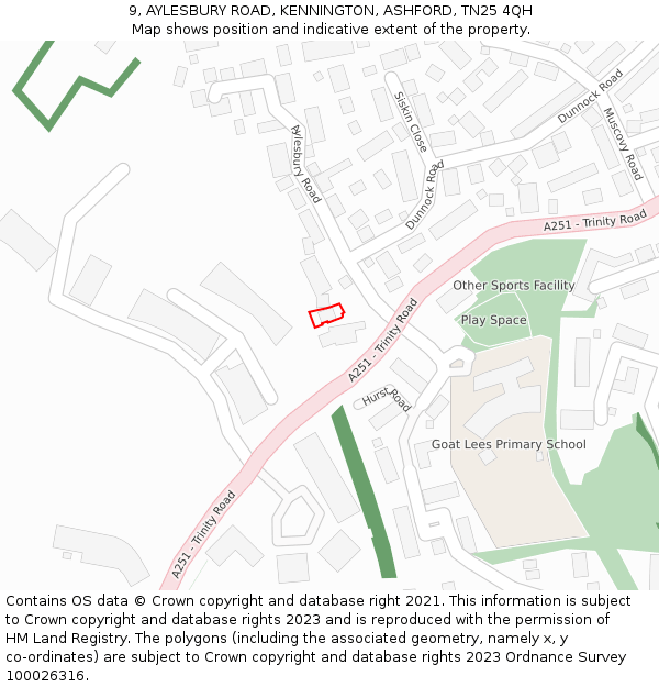 9, AYLESBURY ROAD, KENNINGTON, ASHFORD, TN25 4QH: Location map and indicative extent of plot