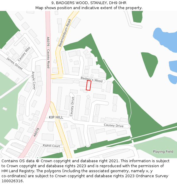 9, BADGERS WOOD, STANLEY, DH9 0HR: Location map and indicative extent of plot