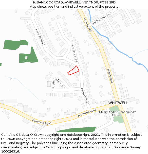 9, BANNOCK ROAD, WHITWELL, VENTNOR, PO38 2RD: Location map and indicative extent of plot