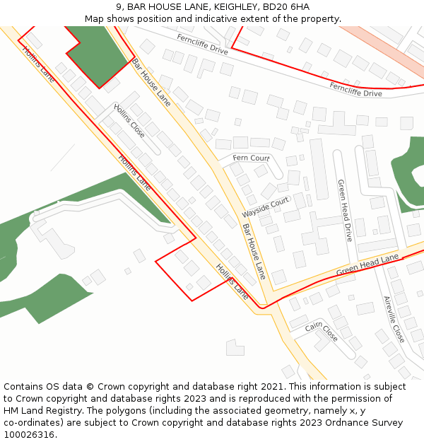 9, BAR HOUSE LANE, KEIGHLEY, BD20 6HA: Location map and indicative extent of plot