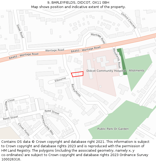 9, BARLEYFIELDS, DIDCOT, OX11 0BH: Location map and indicative extent of plot
