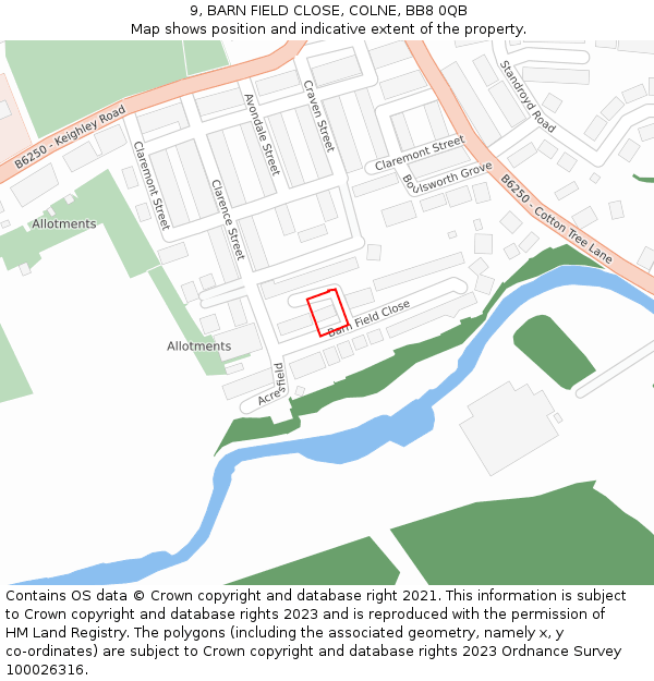 9, BARN FIELD CLOSE, COLNE, BB8 0QB: Location map and indicative extent of plot