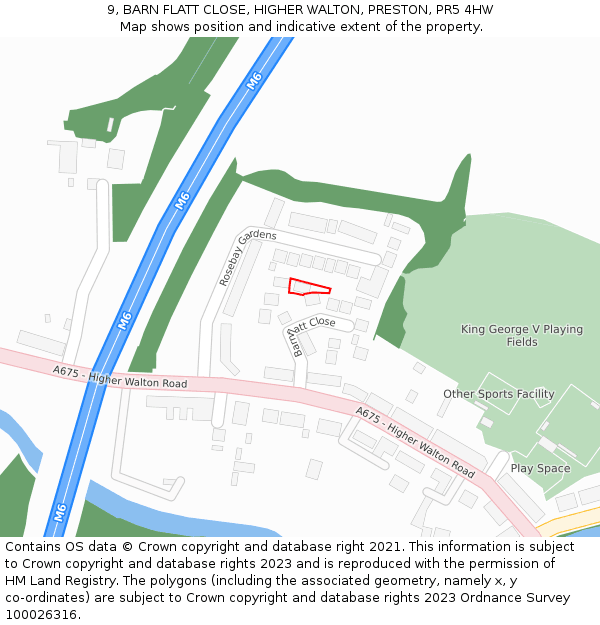 9, BARN FLATT CLOSE, HIGHER WALTON, PRESTON, PR5 4HW: Location map and indicative extent of plot
