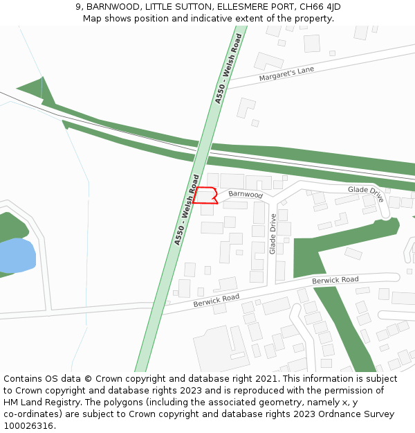 9, BARNWOOD, LITTLE SUTTON, ELLESMERE PORT, CH66 4JD: Location map and indicative extent of plot