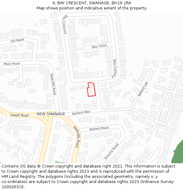 9, BAY CRESCENT, SWANAGE, BH19 1RA: Location map and indicative extent of plot