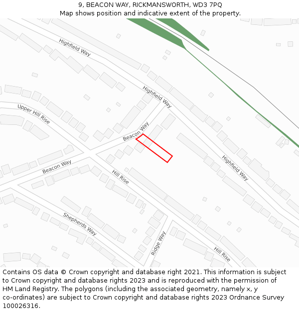 9, BEACON WAY, RICKMANSWORTH, WD3 7PQ: Location map and indicative extent of plot