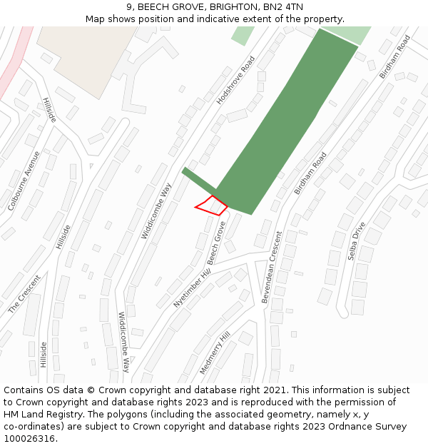 9, BEECH GROVE, BRIGHTON, BN2 4TN: Location map and indicative extent of plot