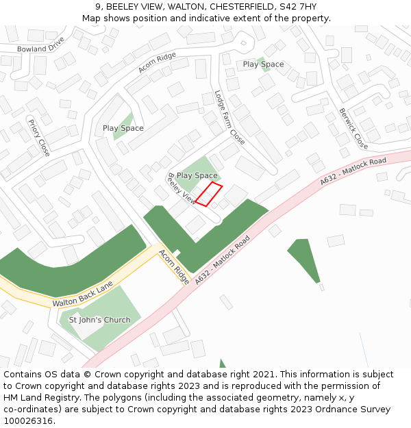 9, BEELEY VIEW, WALTON, CHESTERFIELD, S42 7HY: Location map and indicative extent of plot