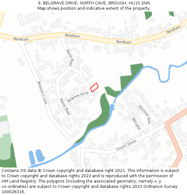 9, BELGRAVE DRIVE, NORTH CAVE, BROUGH, HU15 2NN: Location map and indicative extent of plot