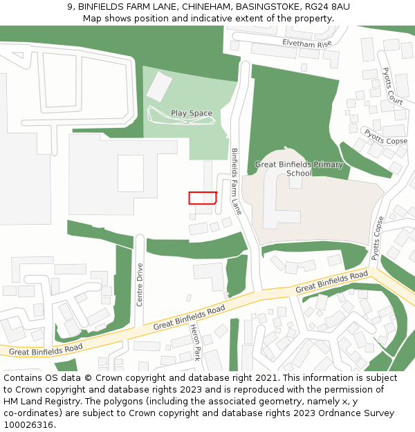 9, BINFIELDS FARM LANE, CHINEHAM, BASINGSTOKE, RG24 8AU: Location map and indicative extent of plot