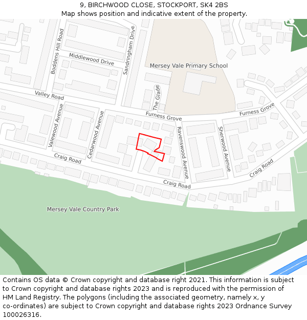 9, BIRCHWOOD CLOSE, STOCKPORT, SK4 2BS: Location map and indicative extent of plot