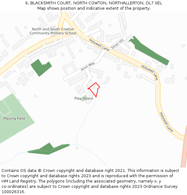9, BLACKSMITH COURT, NORTH COWTON, NORTHALLERTON, DL7 0EL: Location map and indicative extent of plot