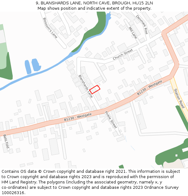 9, BLANSHARDS LANE, NORTH CAVE, BROUGH, HU15 2LN: Location map and indicative extent of plot