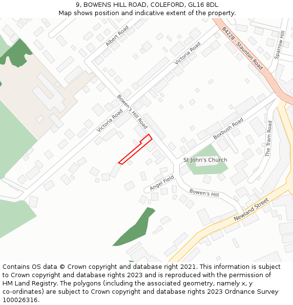 9, BOWENS HILL ROAD, COLEFORD, GL16 8DL: Location map and indicative extent of plot