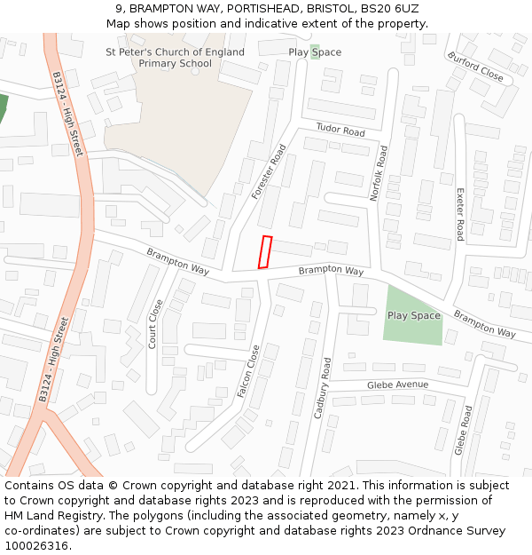 9, BRAMPTON WAY, PORTISHEAD, BRISTOL, BS20 6UZ: Location map and indicative extent of plot