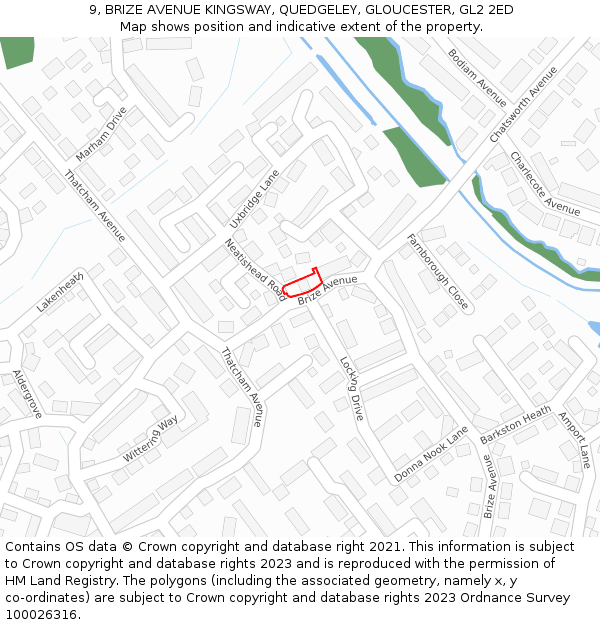 9, BRIZE AVENUE KINGSWAY, QUEDGELEY, GLOUCESTER, GL2 2ED: Location map and indicative extent of plot