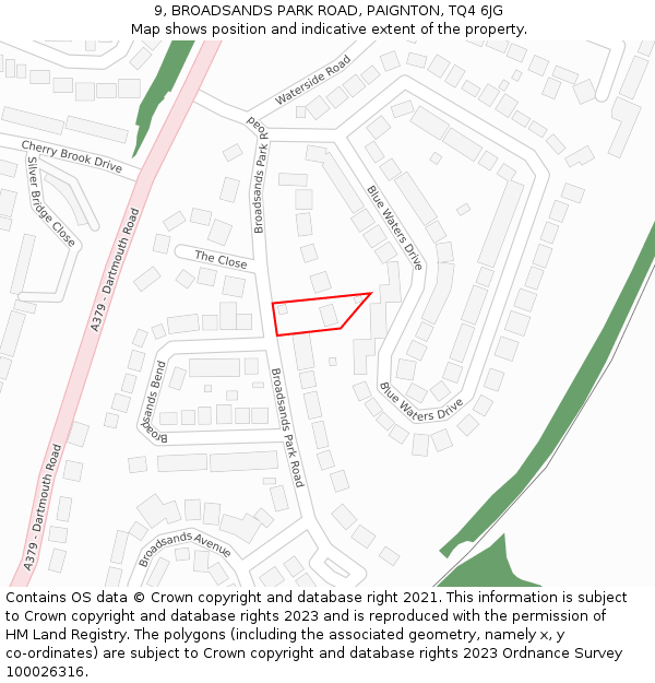 9, BROADSANDS PARK ROAD, PAIGNTON, TQ4 6JG: Location map and indicative extent of plot