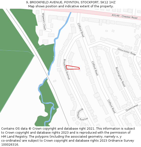 9, BROOKFIELD AVENUE, POYNTON, STOCKPORT, SK12 1HZ: Location map and indicative extent of plot