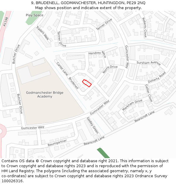 9, BRUDENELL, GODMANCHESTER, HUNTINGDON, PE29 2NQ: Location map and indicative extent of plot