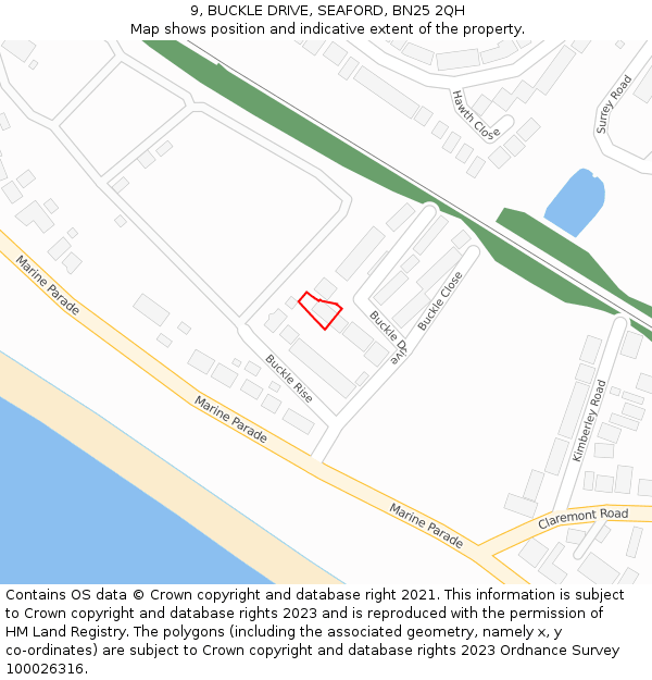 9, BUCKLE DRIVE, SEAFORD, BN25 2QH: Location map and indicative extent of plot