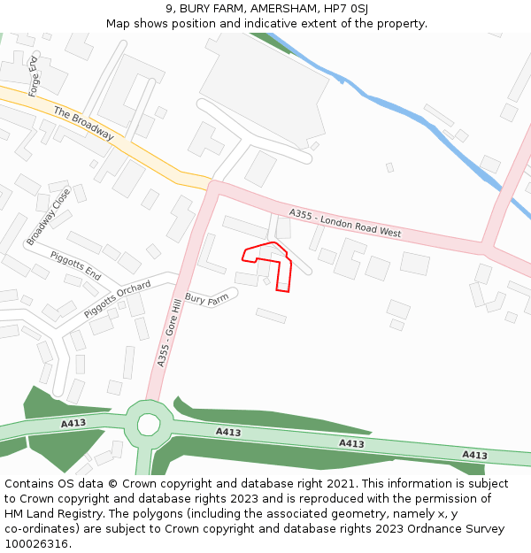 9, BURY FARM, AMERSHAM, HP7 0SJ: Location map and indicative extent of plot