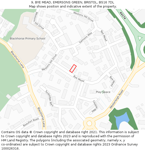9, BYE MEAD, EMERSONS GREEN, BRISTOL, BS16 7DL: Location map and indicative extent of plot