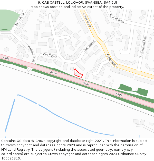 9, CAE CASTELL, LOUGHOR, SWANSEA, SA4 6UJ: Location map and indicative extent of plot