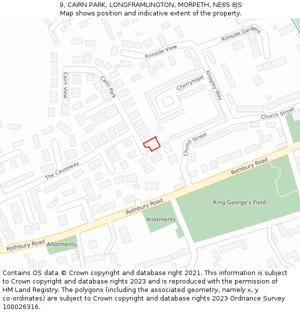 9, CAIRN PARK, LONGFRAMLINGTON, MORPETH, NE65 8JS: Location map and indicative extent of plot