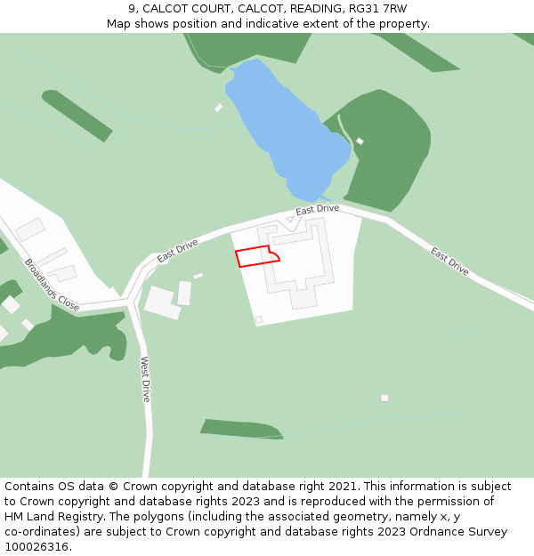 9, CALCOT COURT, CALCOT, READING, RG31 7RW: Location map and indicative extent of plot