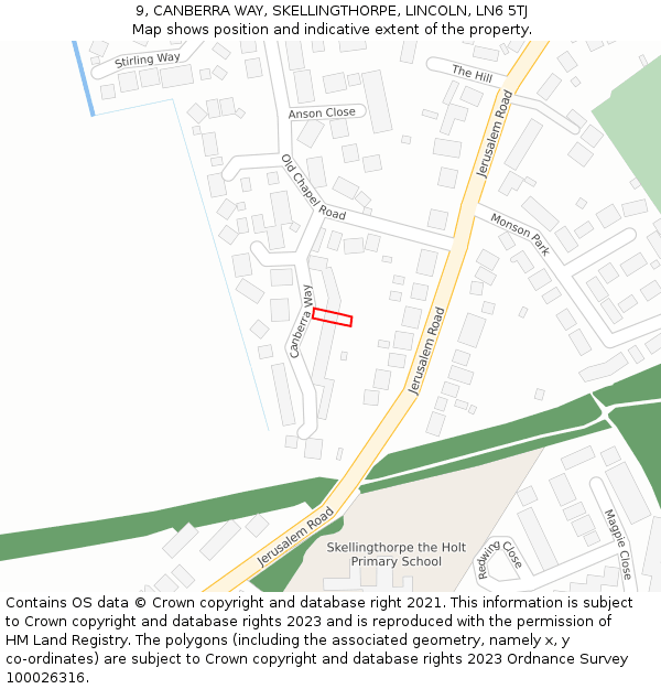 9, CANBERRA WAY, SKELLINGTHORPE, LINCOLN, LN6 5TJ: Location map and indicative extent of plot