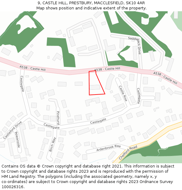 9, CASTLE HILL, PRESTBURY, MACCLESFIELD, SK10 4AR: Location map and indicative extent of plot