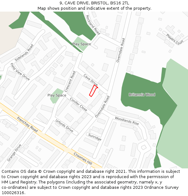 9, CAVE DRIVE, BRISTOL, BS16 2TL: Location map and indicative extent of plot
