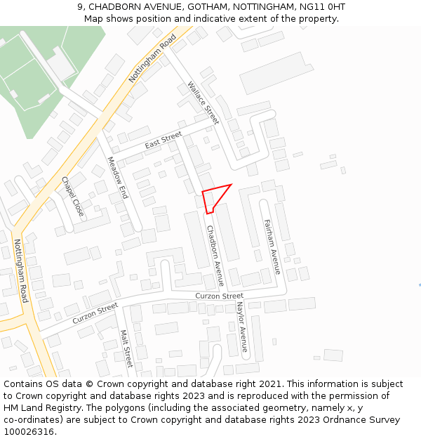 9, CHADBORN AVENUE, GOTHAM, NOTTINGHAM, NG11 0HT: Location map and indicative extent of plot