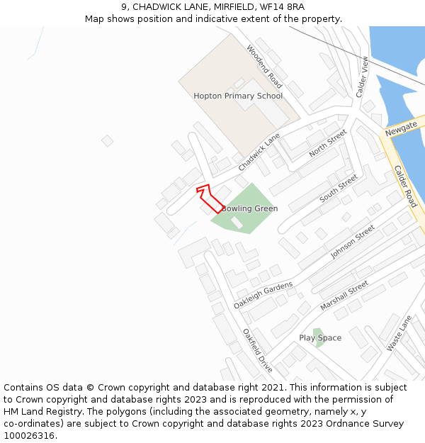 9, CHADWICK LANE, MIRFIELD, WF14 8RA: Location map and indicative extent of plot