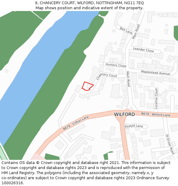 9, CHANCERY COURT, WILFORD, NOTTINGHAM, NG11 7EQ: Location map and indicative extent of plot