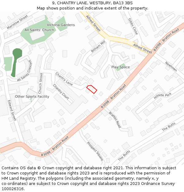 9, CHANTRY LANE, WESTBURY, BA13 3BS: Location map and indicative extent of plot