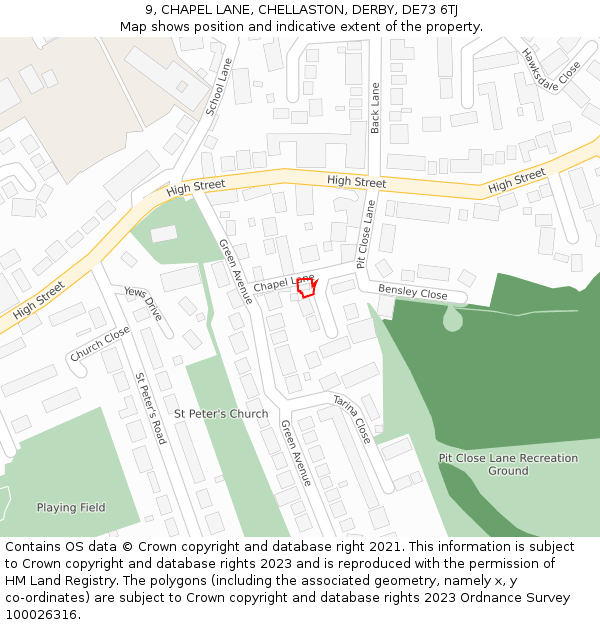 9, CHAPEL LANE, CHELLASTON, DERBY, DE73 6TJ: Location map and indicative extent of plot