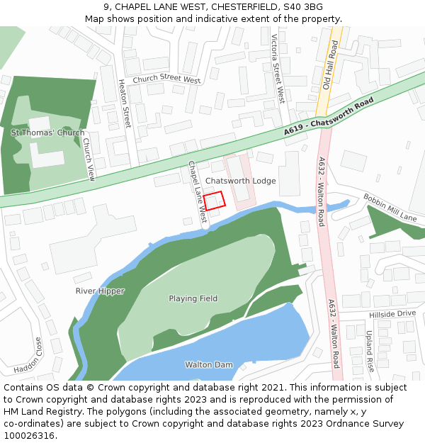 9, CHAPEL LANE WEST, CHESTERFIELD, S40 3BG: Location map and indicative extent of plot