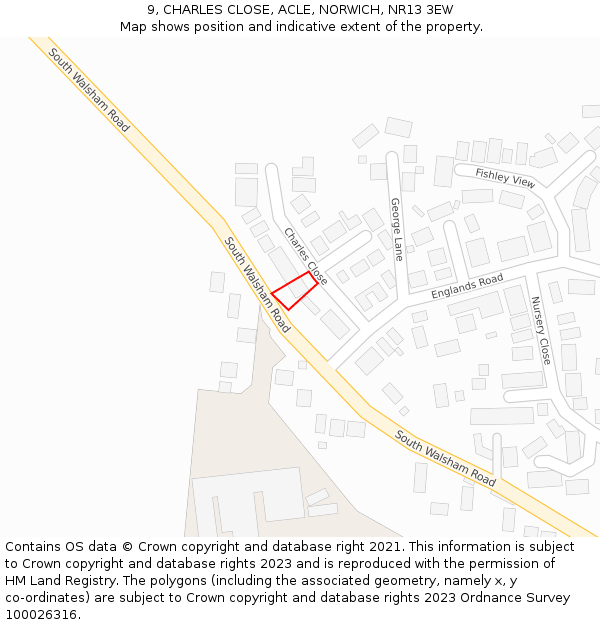 9, CHARLES CLOSE, ACLE, NORWICH, NR13 3EW: Location map and indicative extent of plot