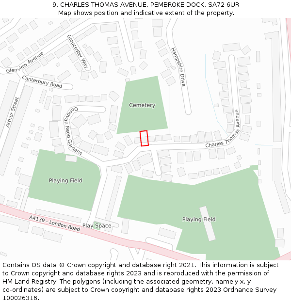 9, CHARLES THOMAS AVENUE, PEMBROKE DOCK, SA72 6UR: Location map and indicative extent of plot