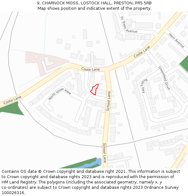9, CHARNOCK MOSS, LOSTOCK HALL, PRESTON, PR5 5RB: Location map and indicative extent of plot