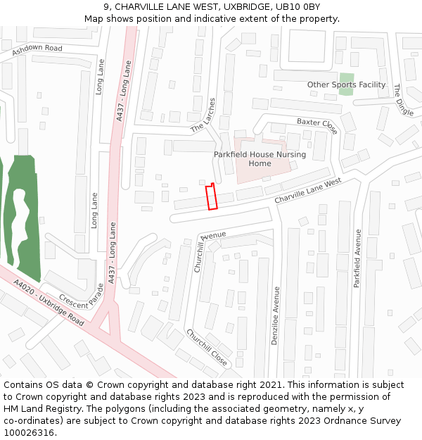 9, CHARVILLE LANE WEST, UXBRIDGE, UB10 0BY: Location map and indicative extent of plot