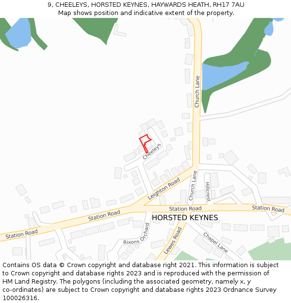 9, CHEELEYS, HORSTED KEYNES, HAYWARDS HEATH, RH17 7AU: Location map and indicative extent of plot