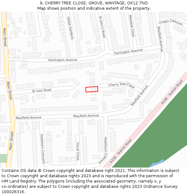 9, CHERRY TREE CLOSE, GROVE, WANTAGE, OX12 7NG: Location map and indicative extent of plot