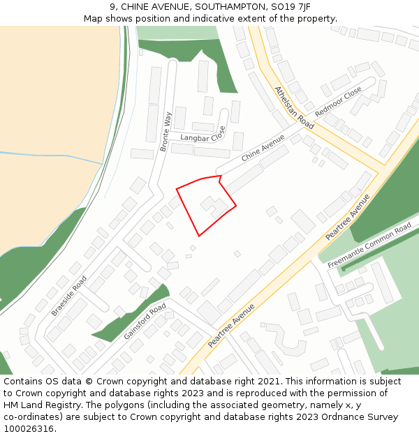 9, CHINE AVENUE, SOUTHAMPTON, SO19 7JF: Location map and indicative extent of plot