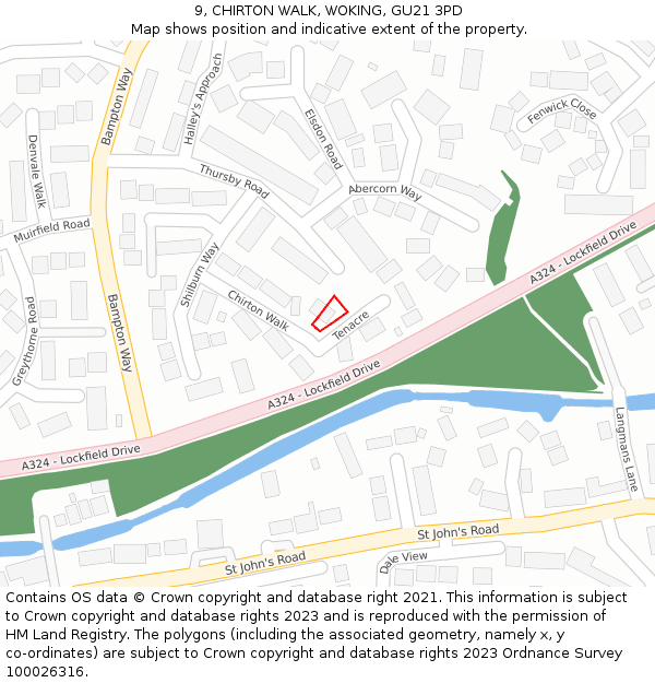 9, CHIRTON WALK, WOKING, GU21 3PD: Location map and indicative extent of plot